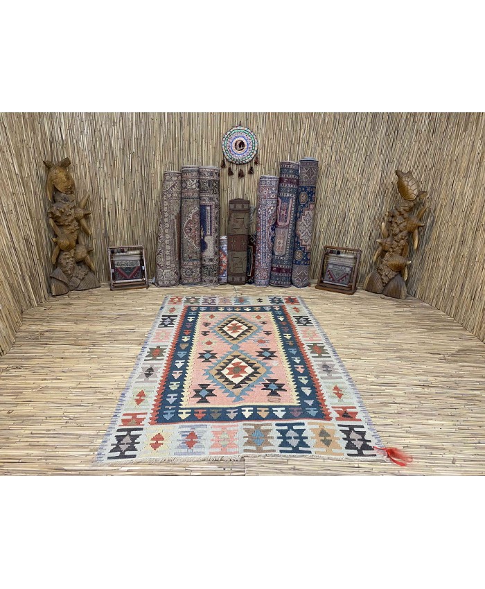 Handmade Turkish Kayseri Nomadic Original  Wool on Wool Kilim – FREE SHIPPING..!